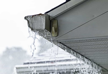rain flowing into gutter